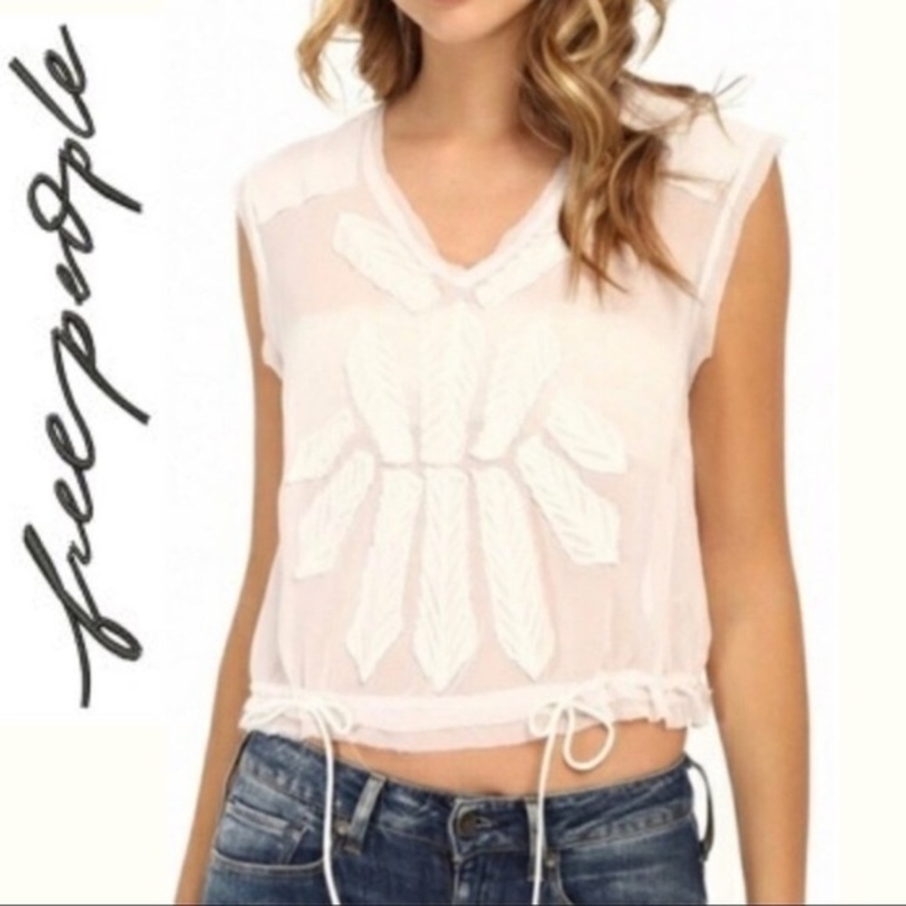 Free People Aztec Drawstring Blouse